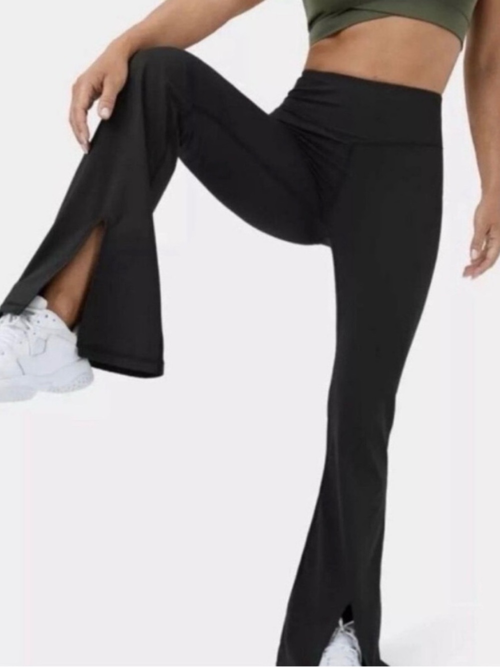 OFFLINE By Aerie Real Me Xtra Black Crossover Slit Flare Leggings Small